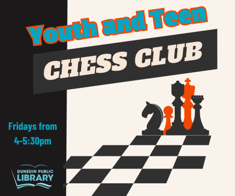 Youth and Teen Chess Club, chess pieces and board shown