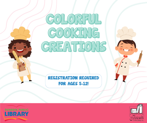 Two children is chef's hats with text