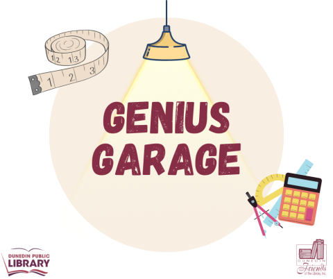 Science tools surrounding text with a garage light above