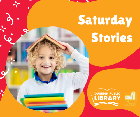 Picture of a child with a book on his head surrounded by abstract shapes
