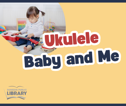 Baby exploring instruments, with text