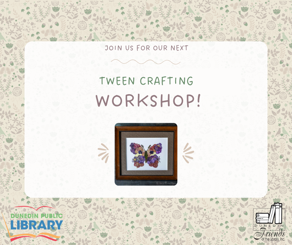 Framed pressed flower butterfly with text