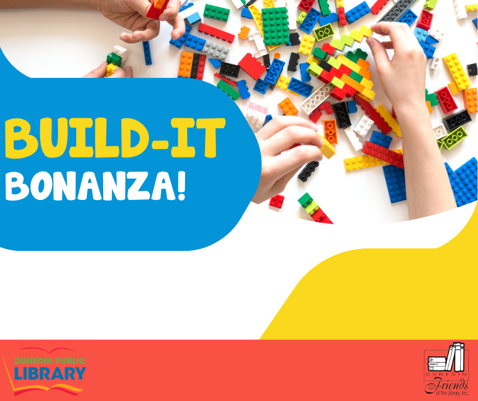 picture of hands building legos with text