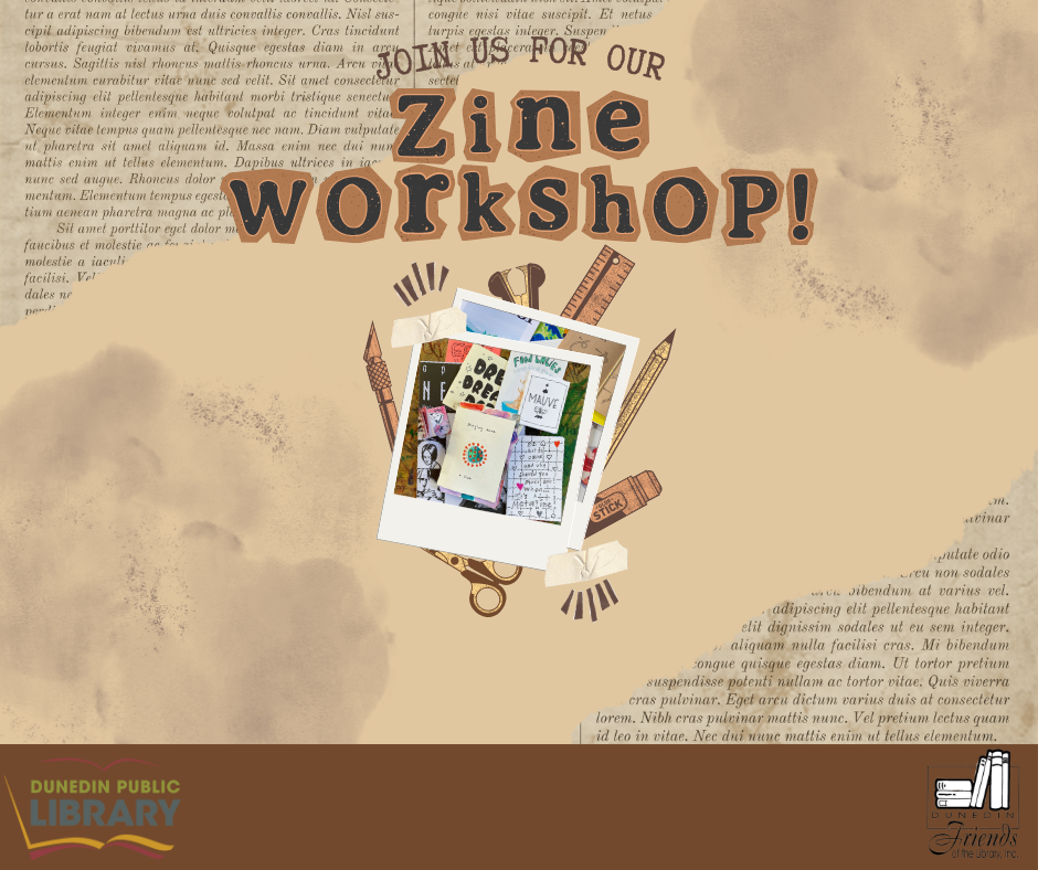 text with picture of zines and art supplies