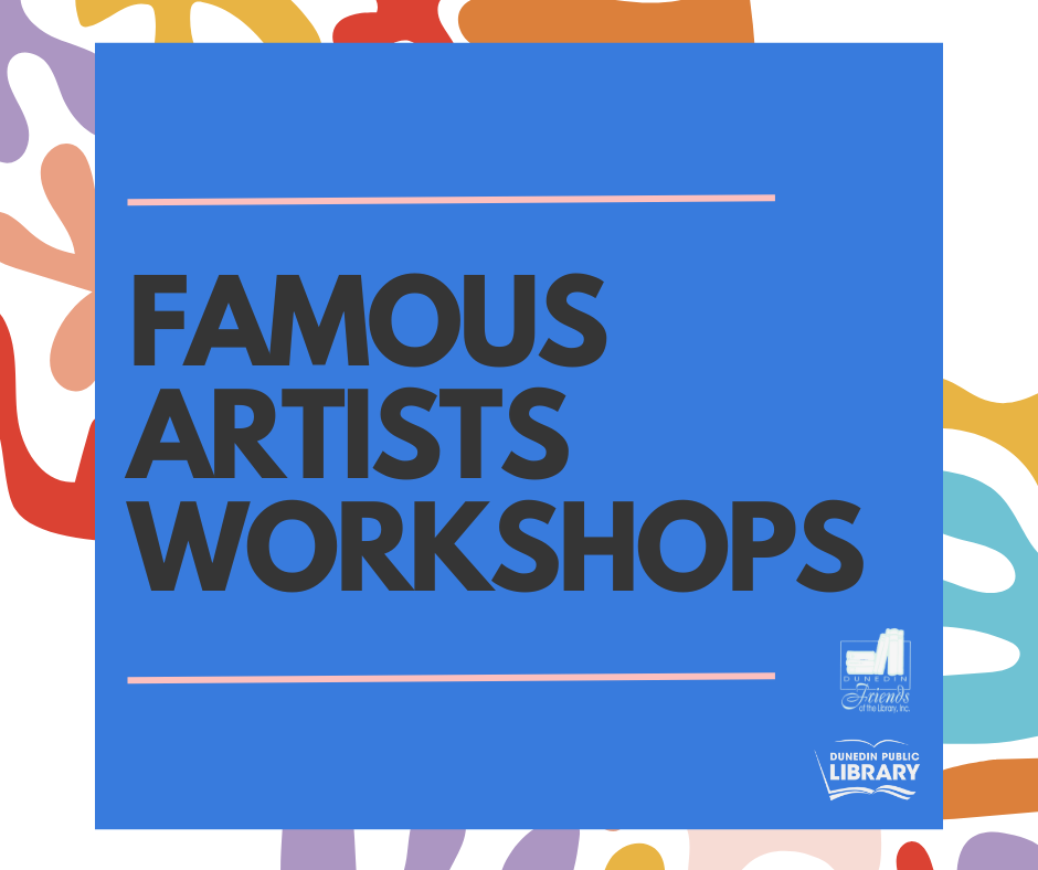 Text surrounded by colorful abstract shapes