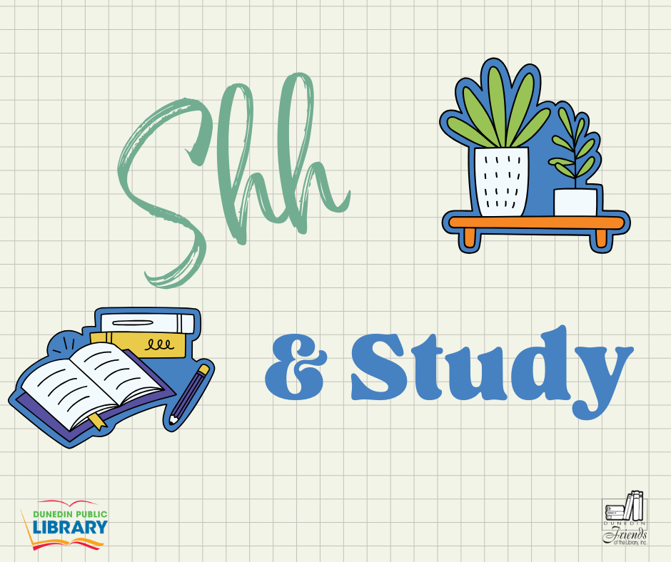 Plant on a shelf, open book and text