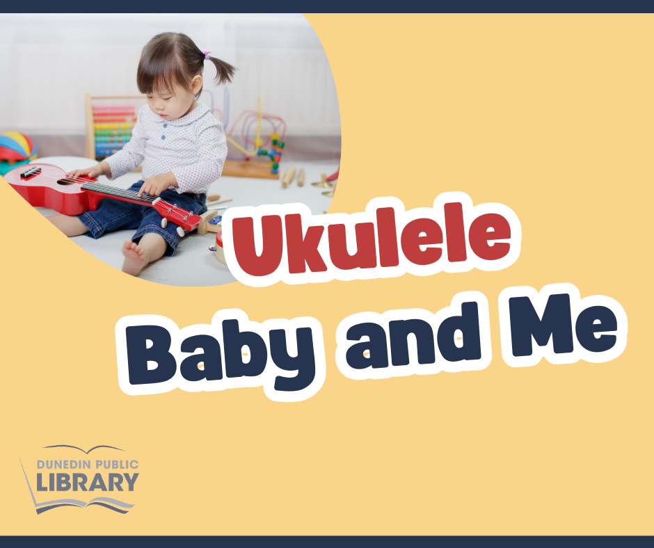 A baby among musical instruments, text